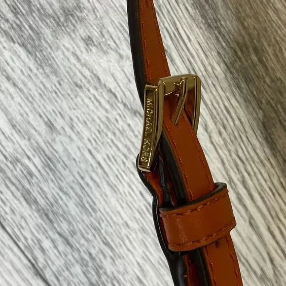 Michael Kors Burnt Orange Leather Bedford Legacy Duffel Satchel Medium $328 New - Picture 6 of 16